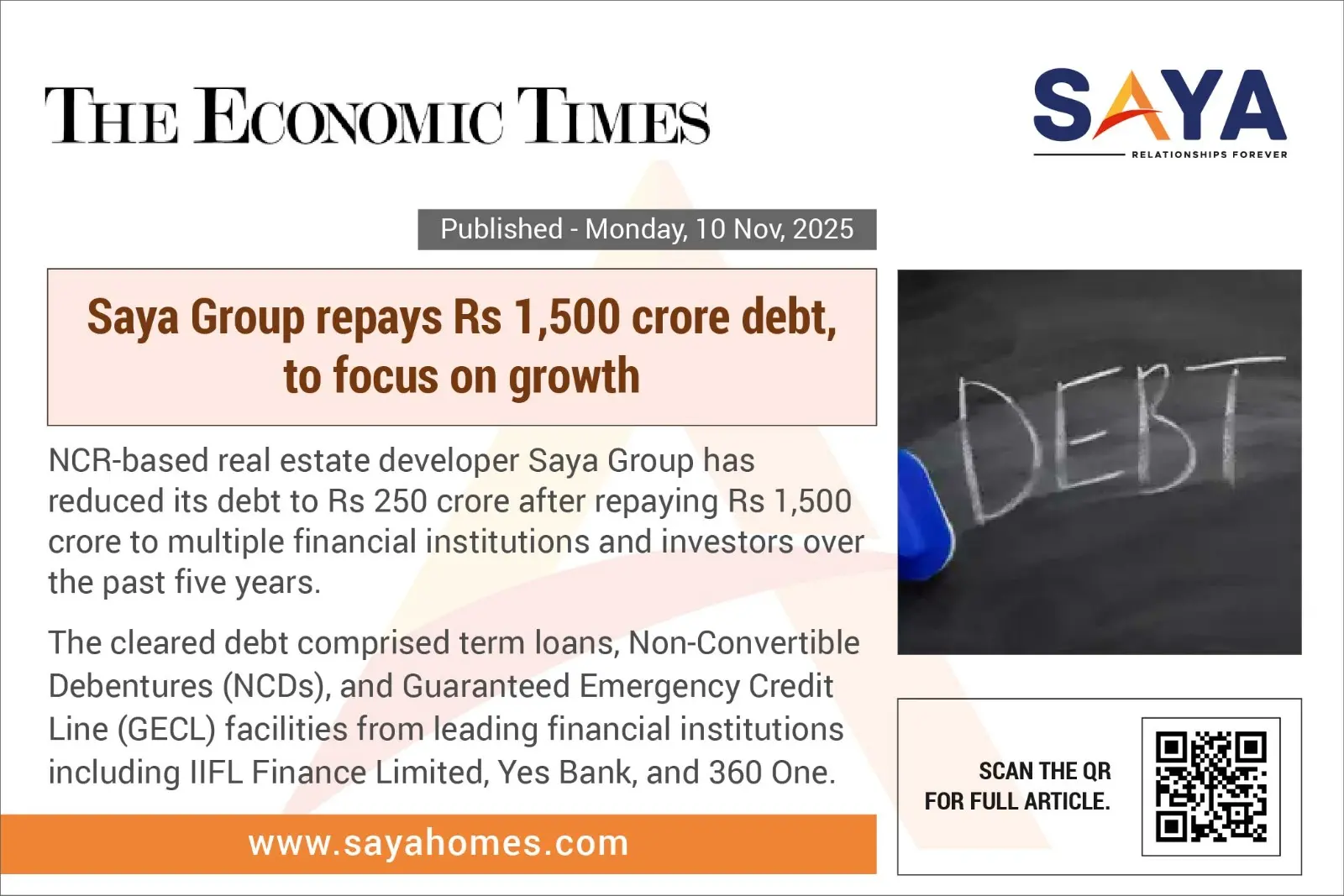 Saya Group repays Rs 1,500 crore debt, to focus on growth - The Economic Times